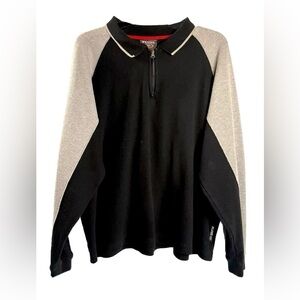 Plugg Men's Long Sleeve 1/4 Zip Knit Sweater Black & Gray 100% Cotton Size XL